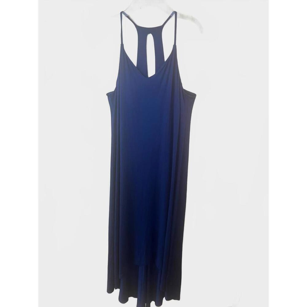 Tabitha Webb Navy Blue Maxi Dress Racerback Detail Built in Bra Size Large